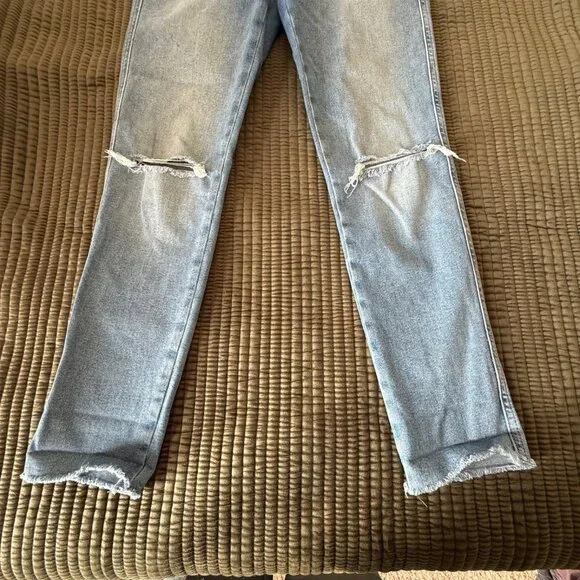 We The Free Anthropologie Light Wash High Rise Raw Hem Skinny Jeans Sz 31 - Picture 11 of 14
